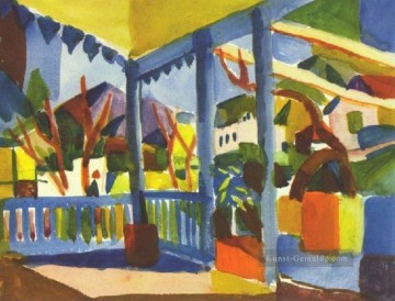 August Macke Werke - Terrasse des Landhauses in St Germain August Macke